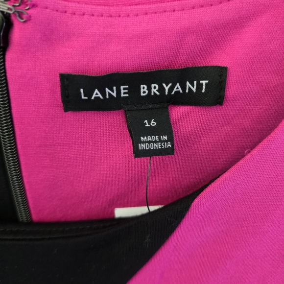 Lane Bryant Women's Plus Colorblock Sheath Pink Black Sleeveless Midi Dress 16 - Picture 4 of 6